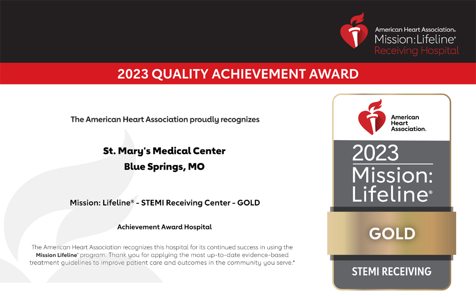 St. Mary’s Medical Center Blue Springs, MO 2023 Quality Achievement Award
